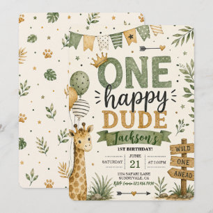 Convite Um Cara Feliz Aniversário de 1 Ano Boho Selvagem