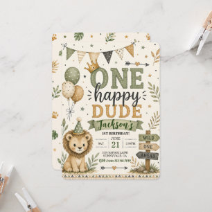 Convite Um Cara Feliz Aniversário de 1 Ano Boho Selvagem