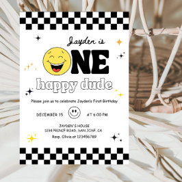 Convite Um Cara Feliz - Festa de 1º Aniversário Divertida
