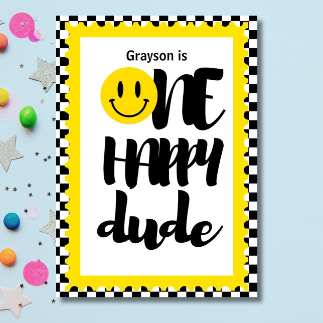 Convite Um cara feliz, primeira Festa de aniversário (Criador carregado)