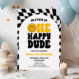 Convite Um cara feliz, Retro Arch, 1º primeiro aniversario