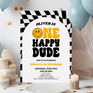 Convite Um cara feliz, Retro Arch, 1º primeiro aniversario