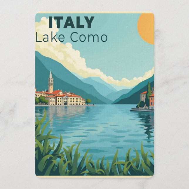 Convite Um Cartaz de Viagem Clássico Nostálgico – Lago Com (Frente)