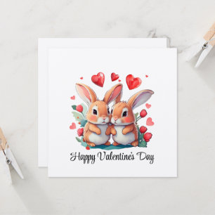 Convite Um casal de coelhos engraçados de aquarela