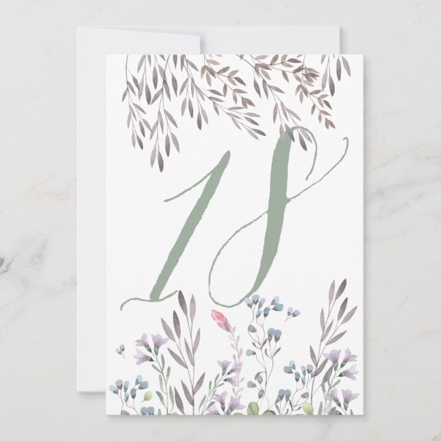 Convite Um Casamento de Flores Silvestres Mesa No. 18 Dupl (Frente)