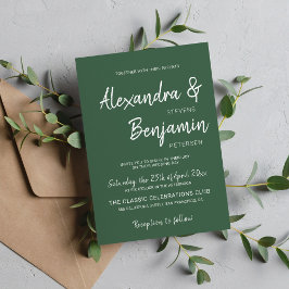 Convite Um casamento verde esmeralda moderno e minimalista