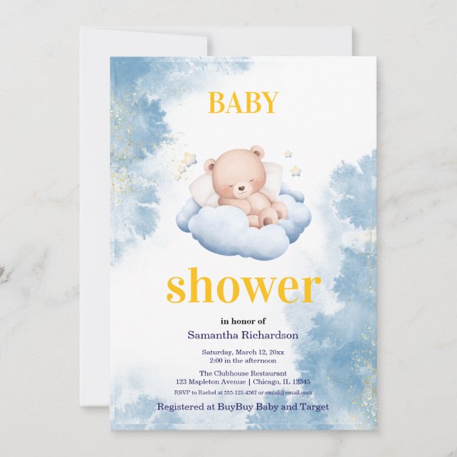 Convite Um chá de bebê para o nosso ursinho (Frente)