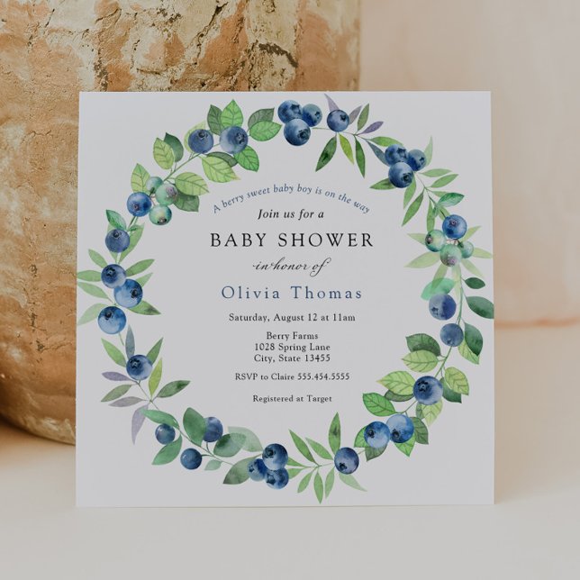 Convite Um Chá de fraldas Berry Sweet Blueberry (Criador carregado)