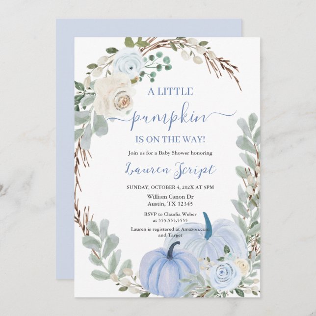 Convite Um Chá de fraldas de abóbora (Frente/Verso)