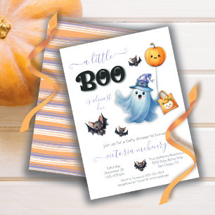 Convite Um Chá de fraldas de Aquarela de Boo Halloween
