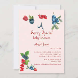 Convite Um Chá de fraldas de Blush Especial Berry