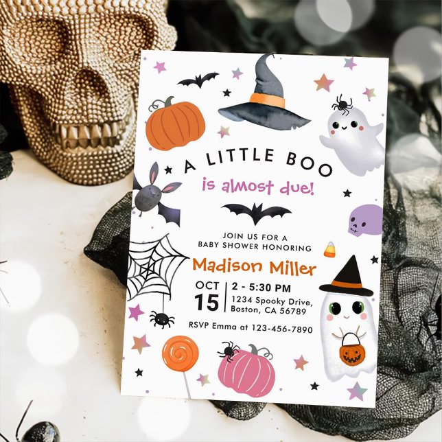 Convite Um Chá de fraldas de Boo Halloween (Criador carregado)