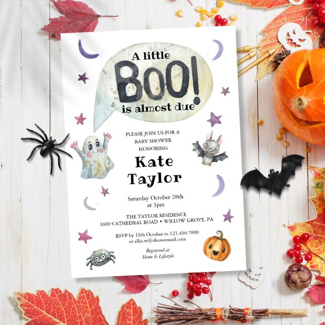 Convite Um Chá de fraldas de Boo Halloween (A Little Boo Halloween Baby Shower Invitation)