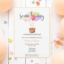 Convite Um Chá de fraldas de coelho de balões de cor d'águ