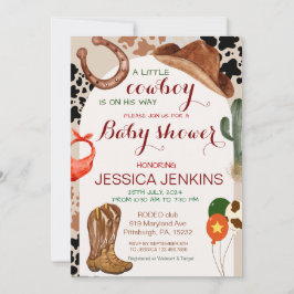 Convite Um Chá de fraldas de Garoto Ocidental Pequeno