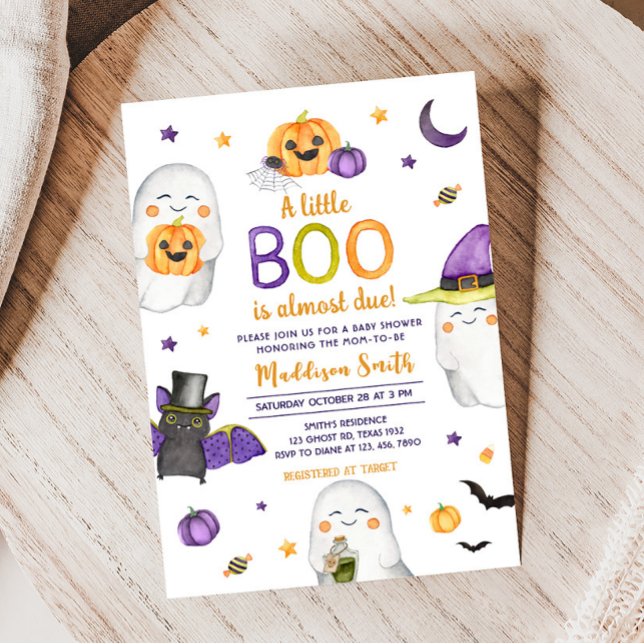 Convite Um Chá de fraldas de Halloween para Fantasmas Pequ (Halloween Baby Shower Invitation)