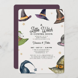 Convite Um Chá de fraldas de Halloween Roxo Para Uma Peque