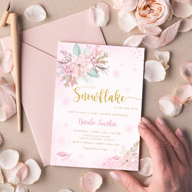 Convite Um Chá de fraldas de inverno com floco de neve (Criador carregado)