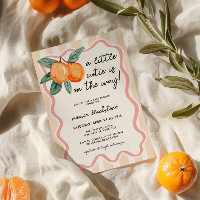 Convite Um Chá de fraldas De Meninas Whimsical (A Little Cutie Girls Baby Shower Invite)