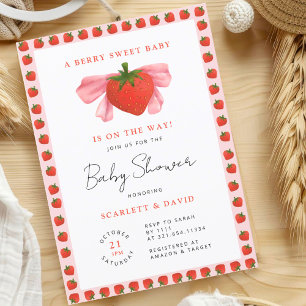 Convite Um Chá de fraldas de Na moda de Garota Berry Sweet