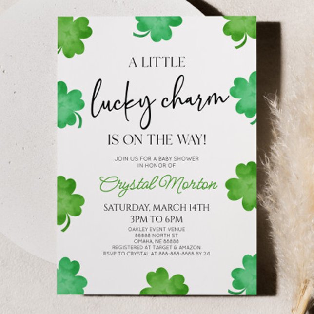 Convite Um Chá de fraldas De Trevo Verde Com Sorte (Criador carregado)