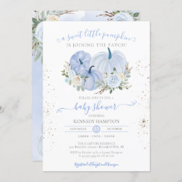 Convite Um Chá de fraldas De Uma Menina Azul De Pumpkin