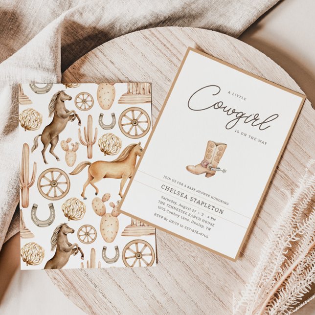 Convite Um Chá de fraldas do Rodeio Ocidental para Garota (Criador carregado)