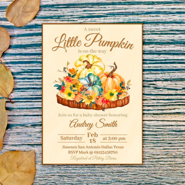 Convite Um Chá de fraldas Doce De Abóbora (A Sweet Little Pumpkin Baby Shower Invitation)