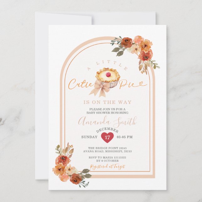 Convite Um Chá de fraldas Floral De Arco De Pie Boho (Frente)