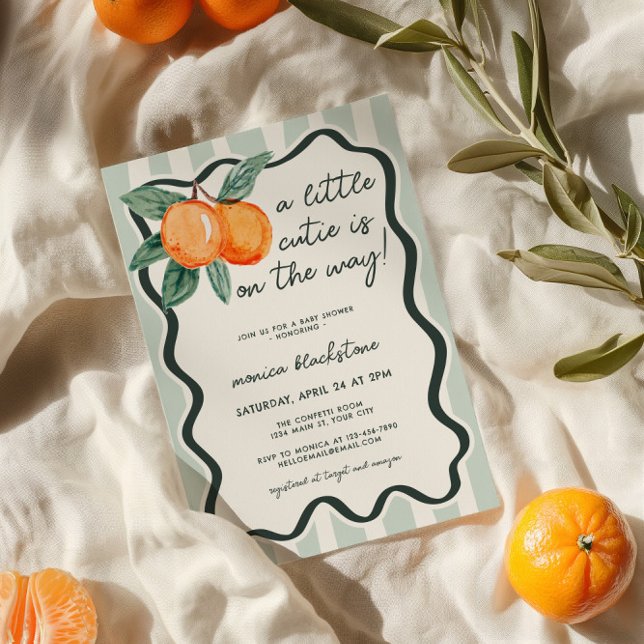 Convite Um Chá de fraldas neutro para o gênero (A Little Cutie Gender Neutral Baby Shower Invite)
