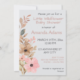 Convite Um Chá de fraldas Rosa Pequena Garota Selvagem