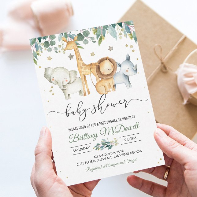 Convite Um Chá de fraldas Safari selvagem (Criador carregado)