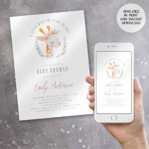 Convite Um Chá de fraldas Safari Zoo Giraffe Um Pouco Selv