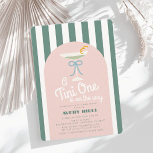 Convite Um Chá de fraldas Tini One Martini Blue Ribbon Boy