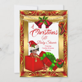 Convite Um Chá de fraldas vermelho Dourado AA2