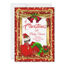 Um Chá de fraldas vermelho Dourado de presente de 