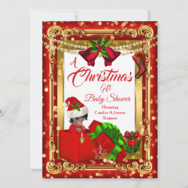 Convite Um Chá de fraldas vermelho Dourado de presente de
