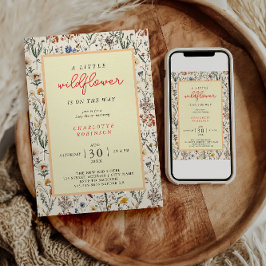 Convite Um Chuveiro de Bebê Menina Florzinha Selvagem