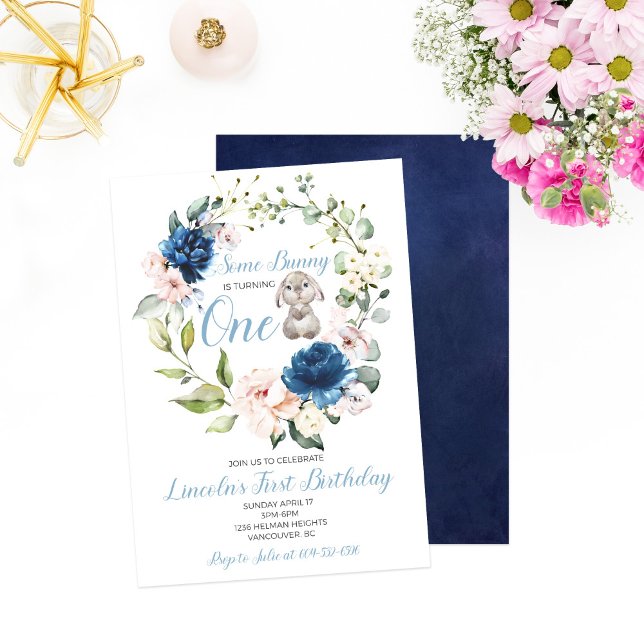 Convite Um coelhinho está virando o primeiro aniversário d (Criador carregado)