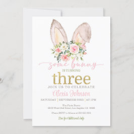 Convite Um coelhinho está virando três ouvidos coelhinhos