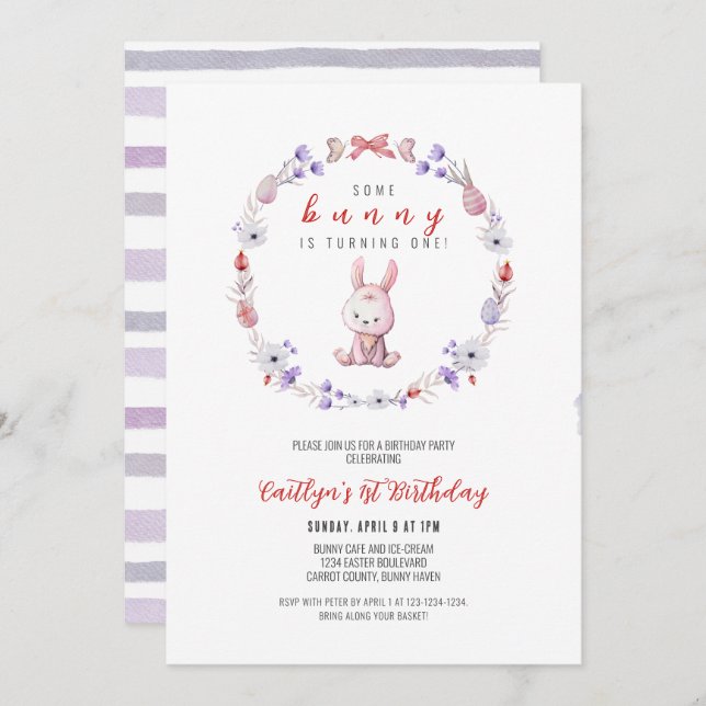 Convite Um Coelhinho Está Virando Um, Primavera primeiro a (Frente/Verso)