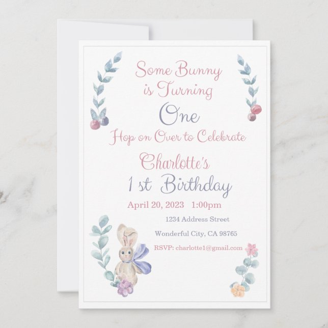 Convite Um coelho é um convite, um partido coelho, 1rua (Frente)