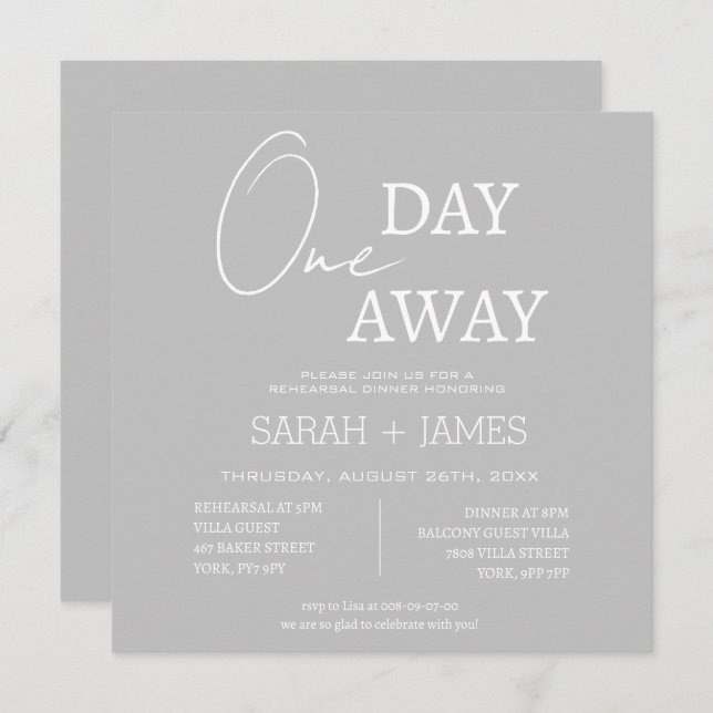 Convite Um Dia Fora da Praça do Casamento do Jantar (Frente/Verso)