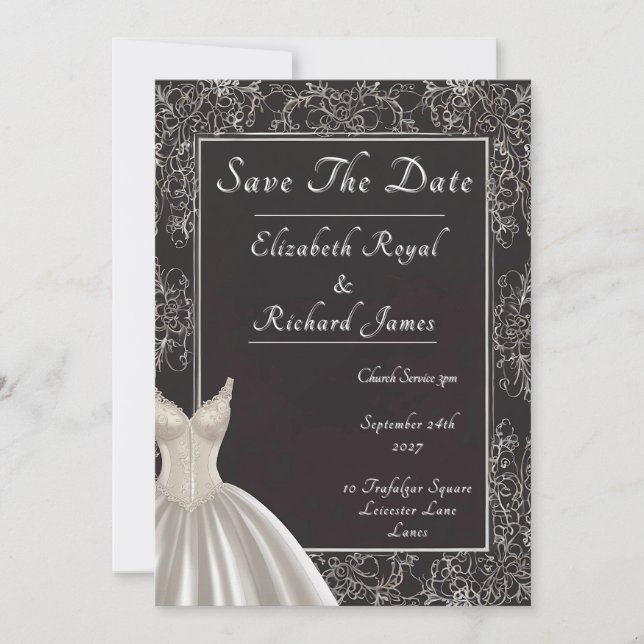 Convite Um dia para lembrar do vestido de casamento (Frente)