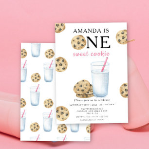 Convite Um Doce Biscoito e Menina de Leite Primeiro Aniver