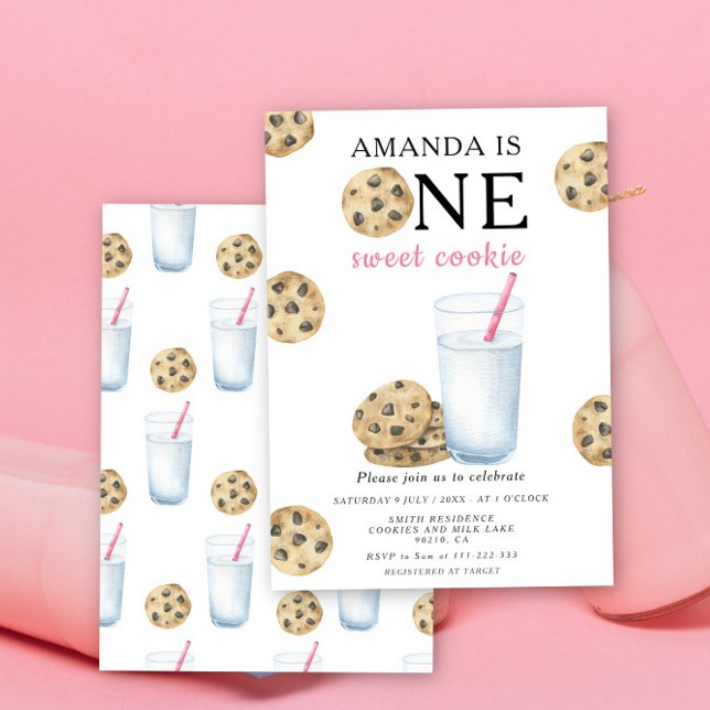 Convite Um Doce Biscoito e Menina de Leite Primeiro Aniver (Criador carregado)