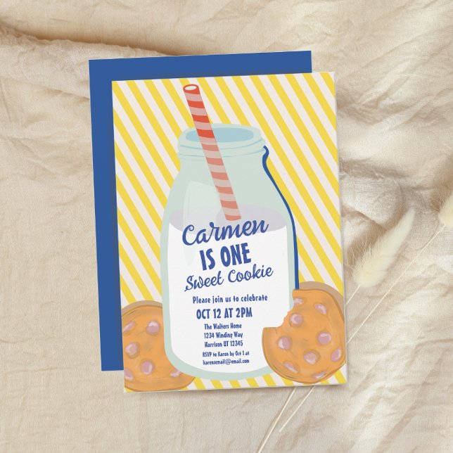 Convite Um Doce Cookie Whimsical Primeiro Aniversário (Criador carregado)