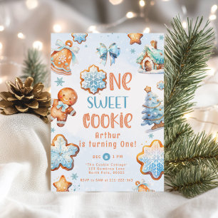 Convite Um doce menino Cookie Natal aniversário de 1 ano