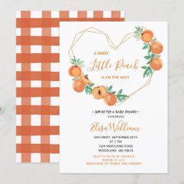 Convite Um doce Peach está a caminho Chá de fraldas