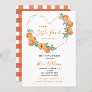 Convite Um doce Peach está a caminho Chá de fraldas 